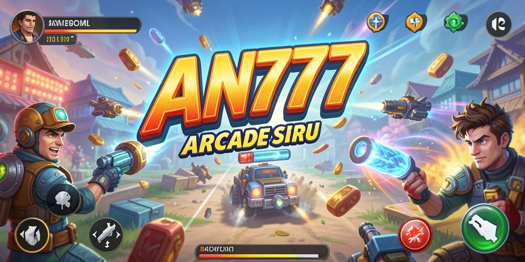 Screenshot utama AN777 yang menampilkan keseruan gameplay Arcade.
