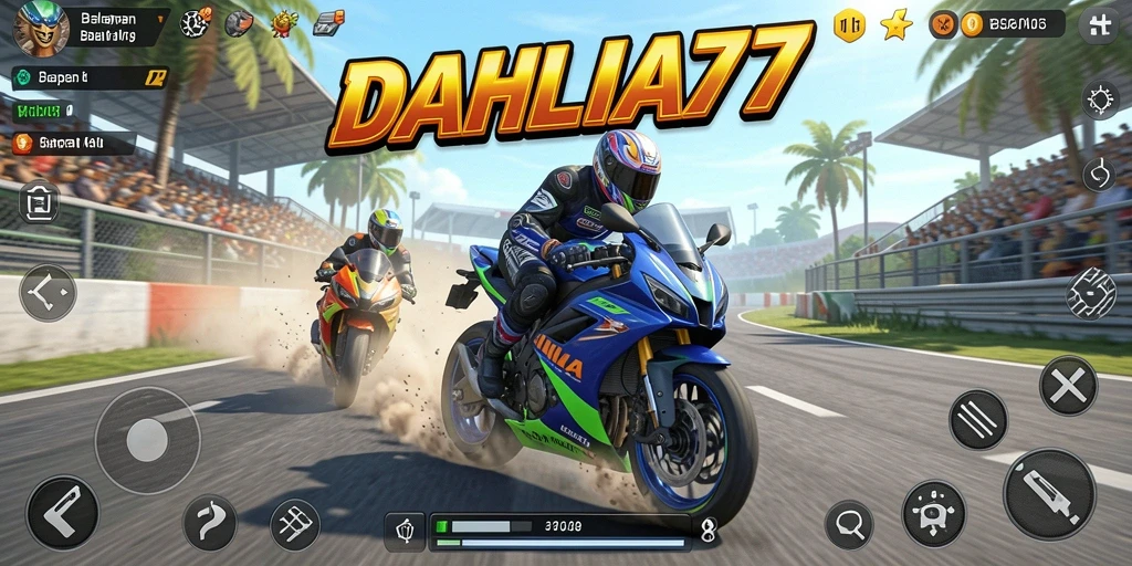 Tampilan menegangkan dari balapan motor di DAHLIA77.