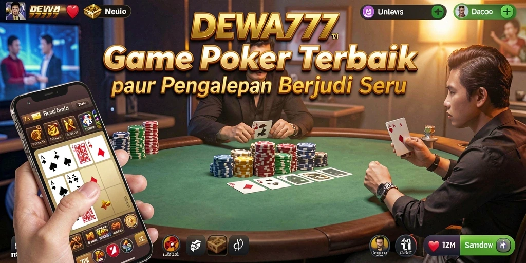 Tangkapan layar utama DEWA777 menampilkan gameplay Poker yang mendebarkan.