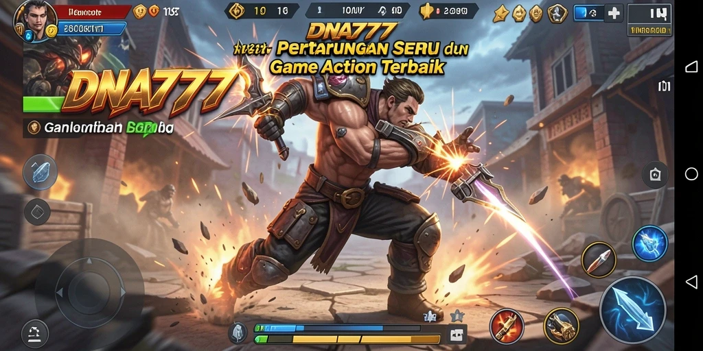 Screenshot gameplay DNA777 menunjukkan aksi pertarungan yang mendebarkan.