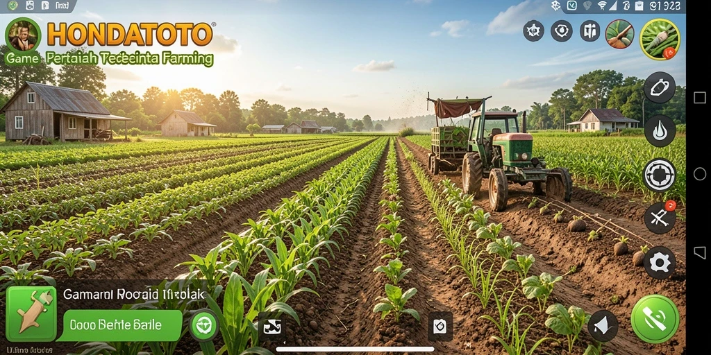 Screenshot HONDATOTO menampilkan pemain yang sedang beraktivitas di ladang pertanian.