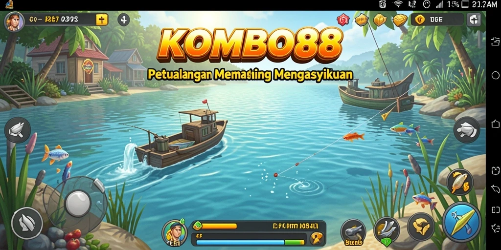 Gameplay seru KOMBO88 saat menangkap ikan di perairan indah.