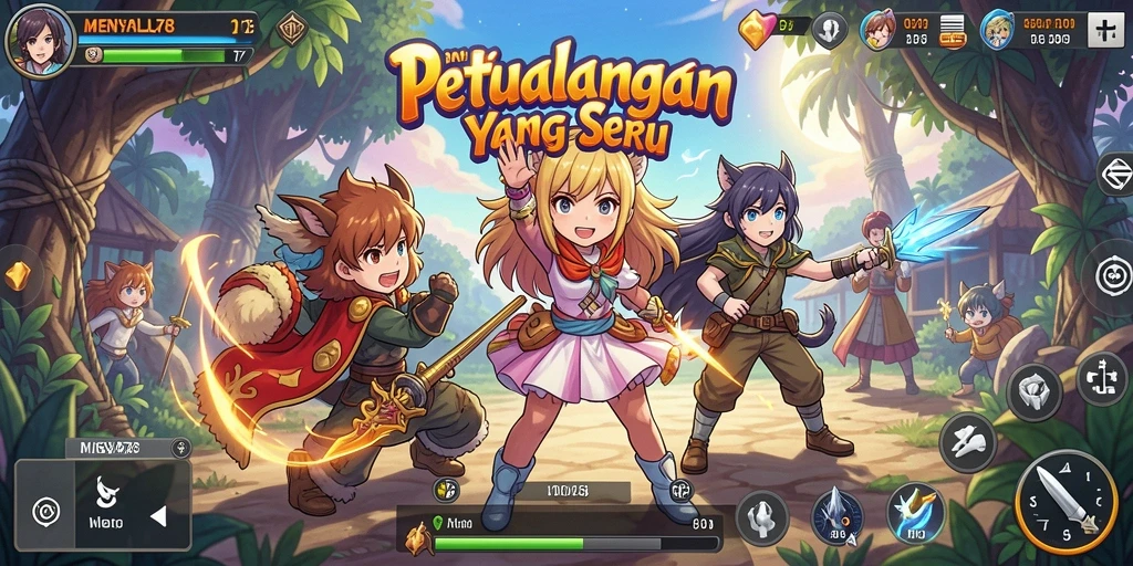 Screenshot MENYALA78 menampilkan karakter anime yang beraksi di medan perang.